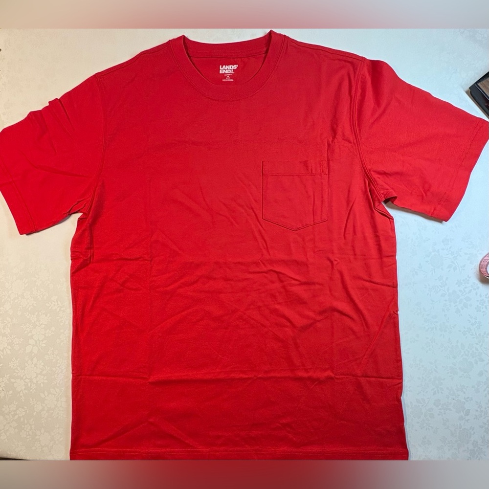 EUC* Tee Shirt: Lands' End "Super T", Red, Short Sleeve, Crew Neck